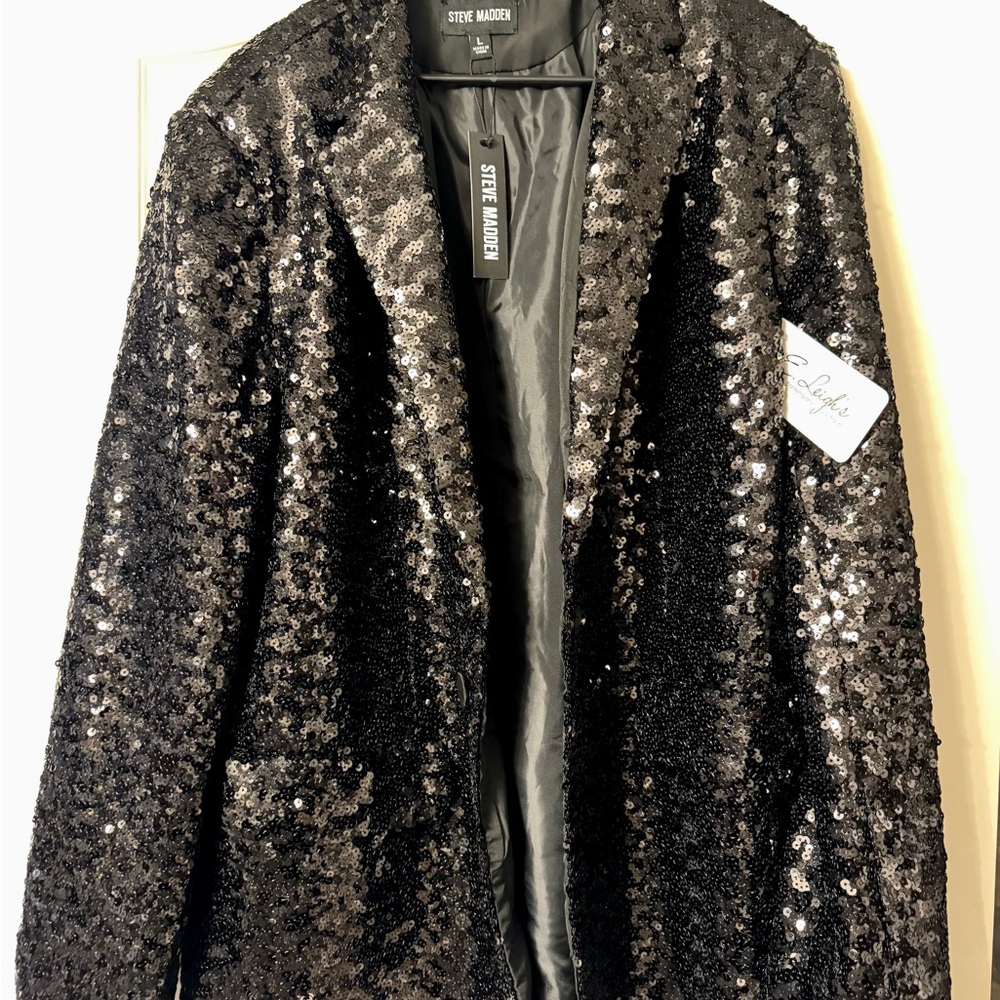 Steve Madden Black Sequin Blazer Jacket